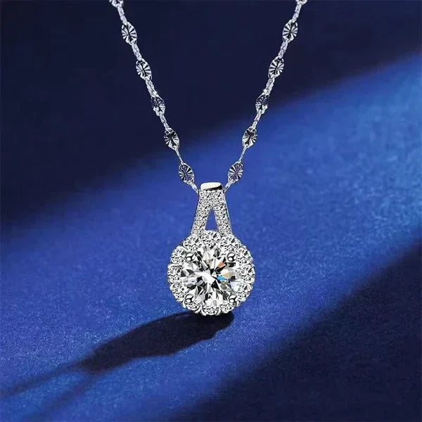 šS925 Sterling Silver Moissanite Sunflower Pendant Necklace