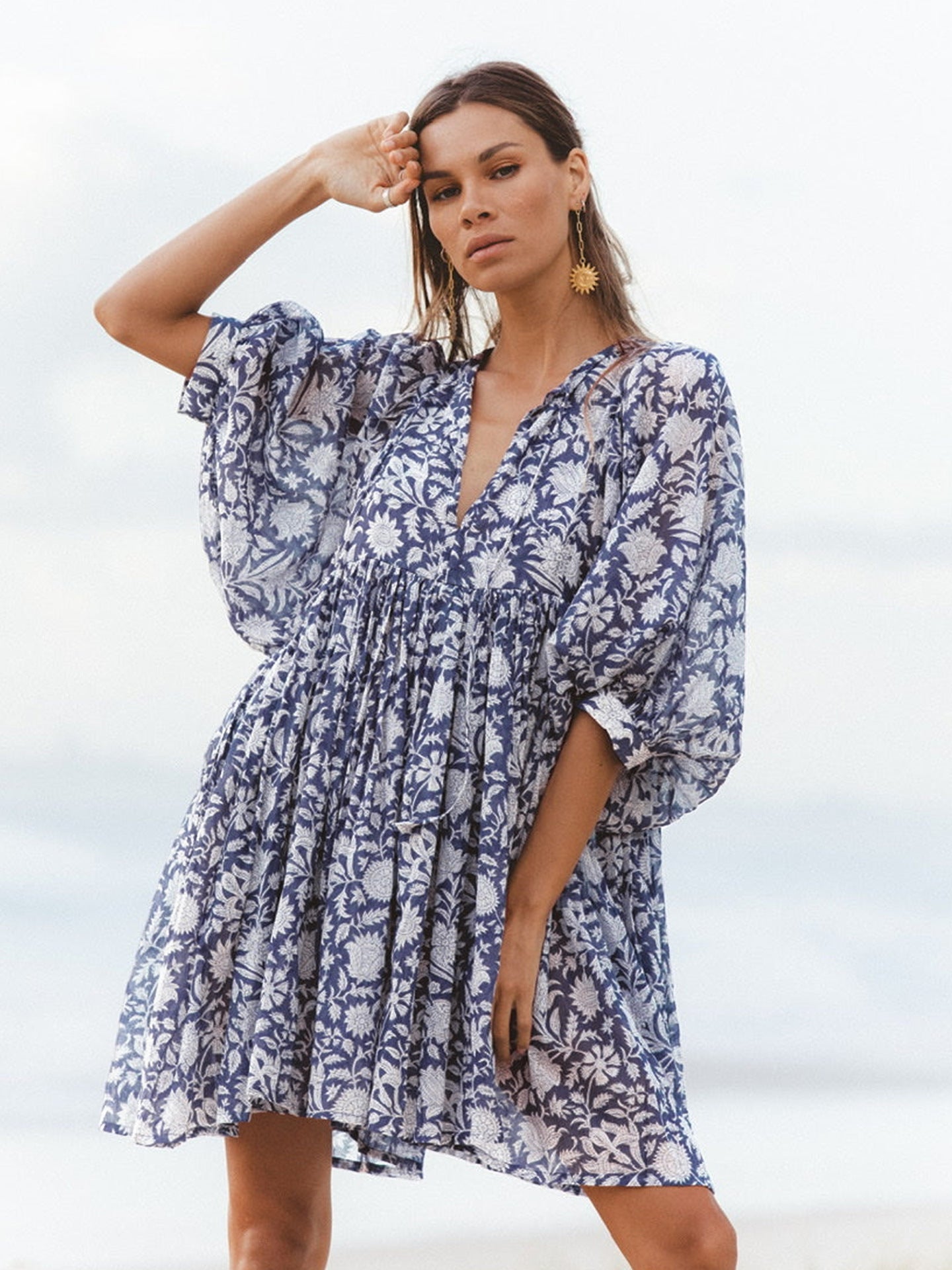 š„50% OFFš„V Neck Summer Half Sleeve Floral Tunic Short Dress