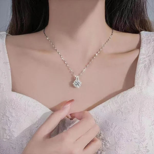 šS925 Sterling Silver Moissanite Sunflower Pendant Necklace