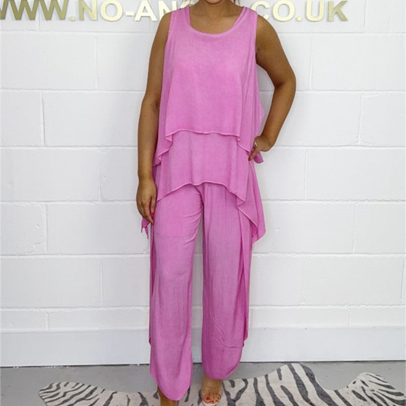 🌸Spring Specials🌸 Casual Sleeveless Loose Top and Pants Suit