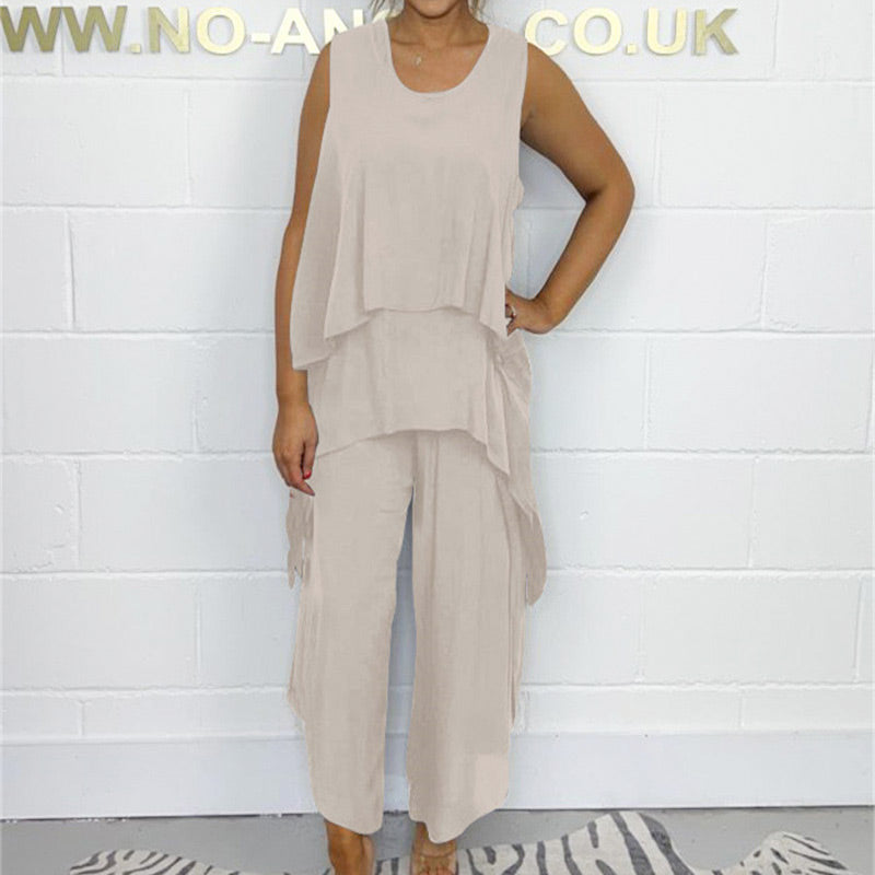 🌸Spring Specials🌸 Casual Sleeveless Loose Top and Pants Suit