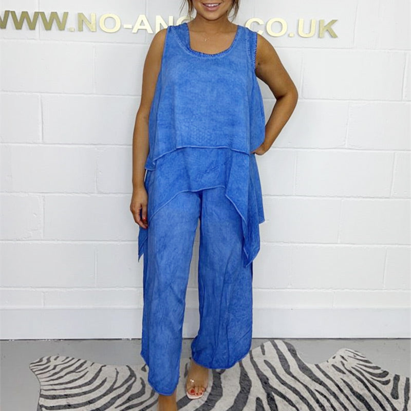 🌸Spring Specials🌸 Casual Sleeveless Loose Top and Pants Suit