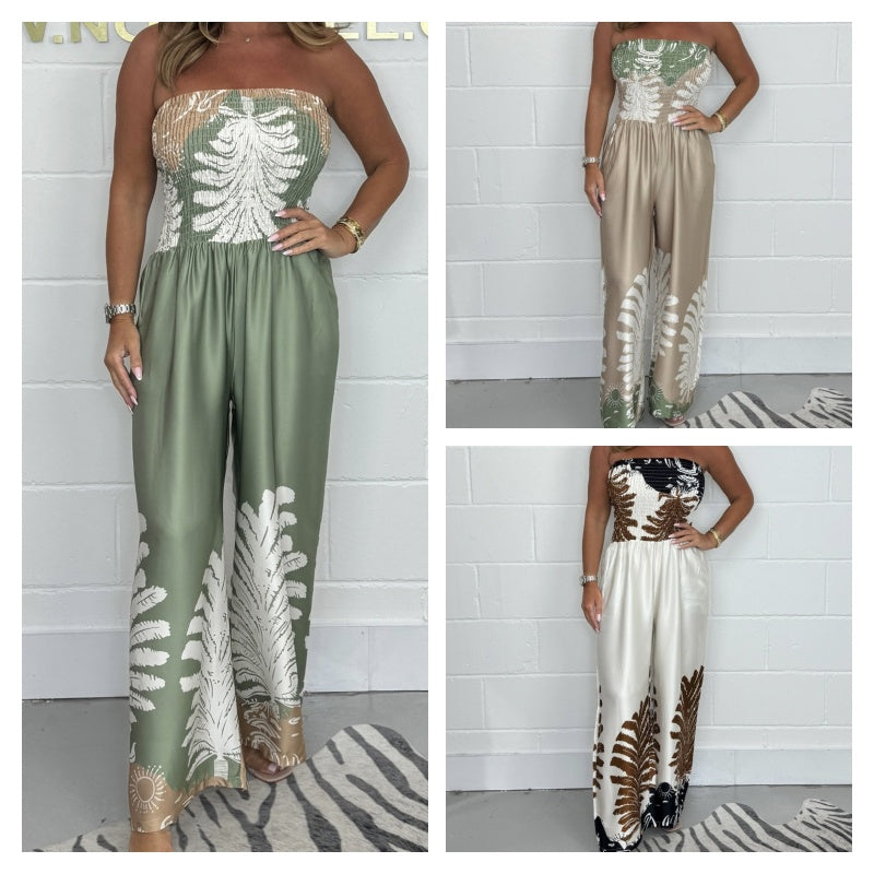🔥 49 % OFF 🌊💕Women’s Sexy Summer Print Loose Fit Strapless Jumpsuit