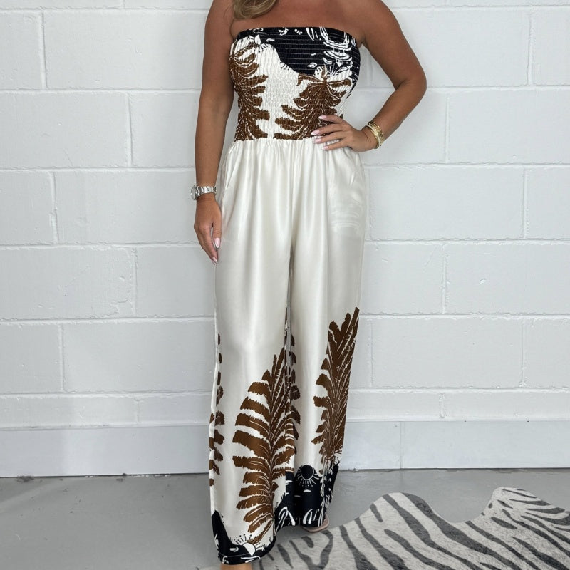 🔥 49 % OFF 🌊💕Women’s Sexy Summer Print Loose Fit Strapless Jumpsuit