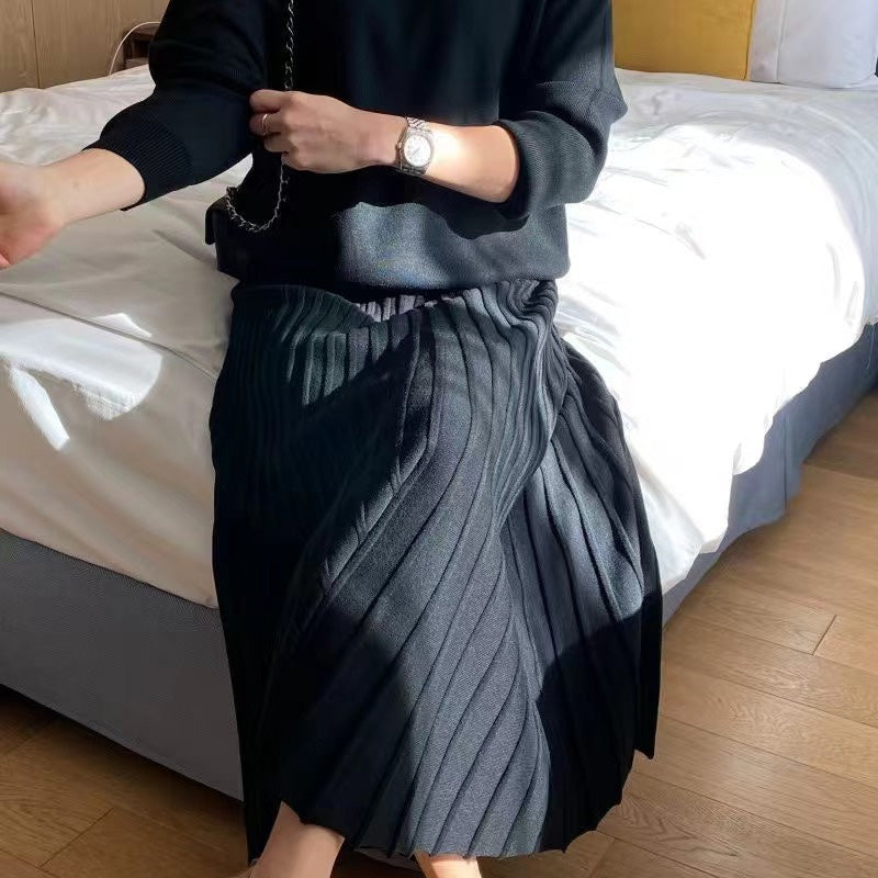 🔥HOT SALE 49% OFF🔥Women's Round-Neck Top & Pleated Skirt 2-Piece Set