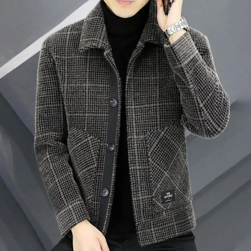✨New Arrival✨Men's Fashion Plaid Warm Lapel Jacket(50% OFF)
