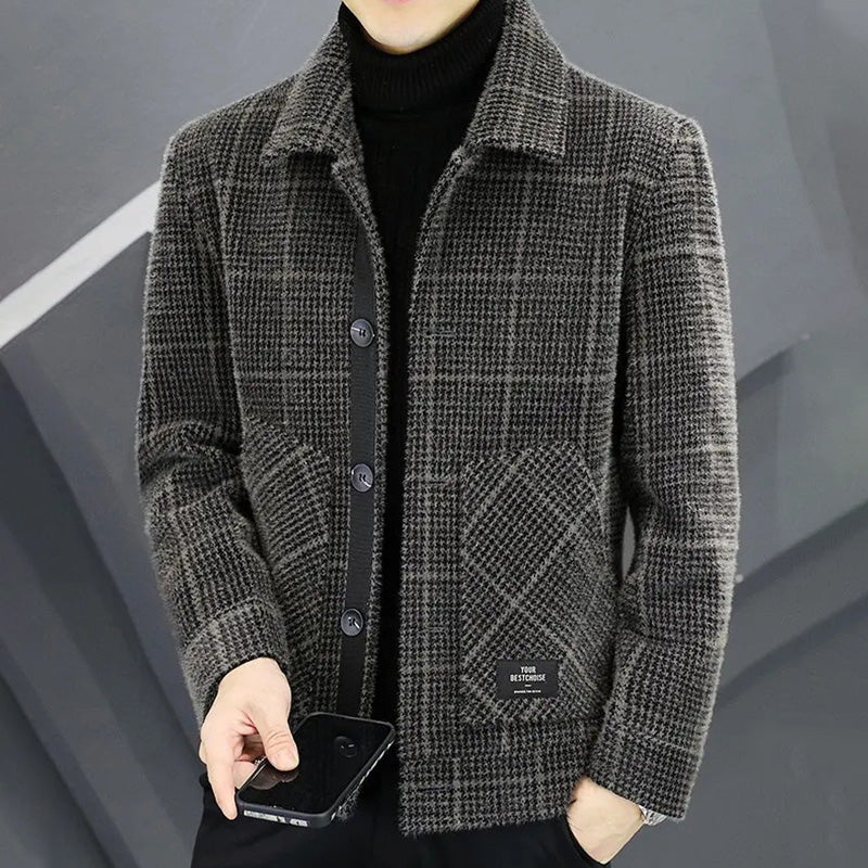 ✨New Arrival✨Men's Fashion Plaid Warm Lapel Jacket(50% OFF)