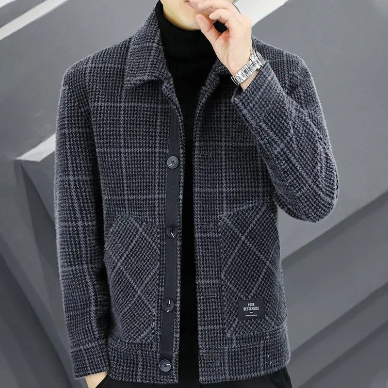 ✨New Arrival✨Men's Fashion Plaid Warm Lapel Jacket(50% OFF)