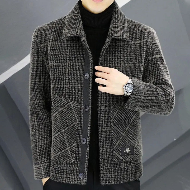 ✨New Arrival✨Men's Fashion Plaid Warm Lapel Jacket(50% OFF)