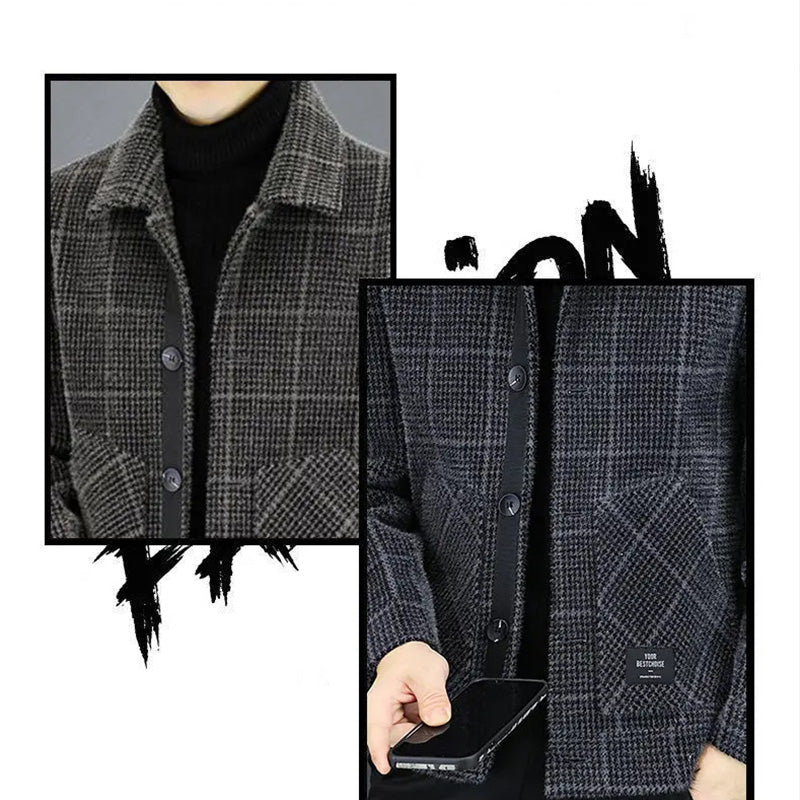 ✨New Arrival✨Men's Fashion Plaid Warm Lapel Jacket(50% OFF)