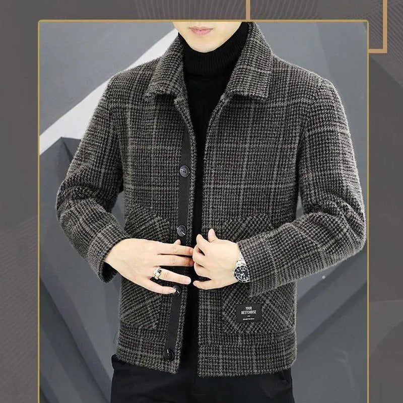 ✨New Arrival✨Men's Fashion Plaid Warm Lapel Jacket(50% OFF)