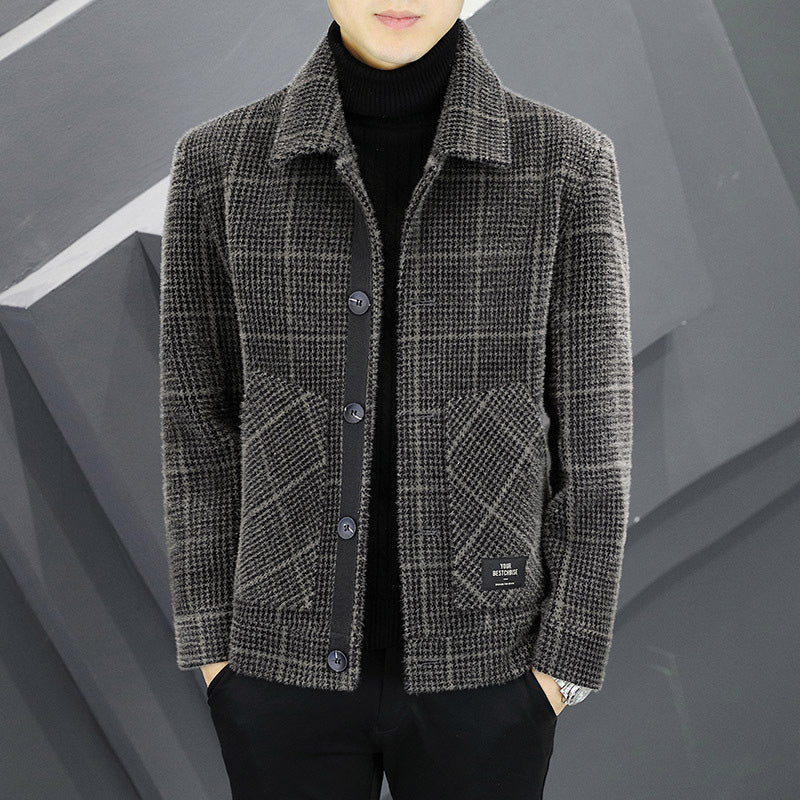 ✨New Arrival✨Men's Fashion Plaid Warm Lapel Jacket(50% OFF)