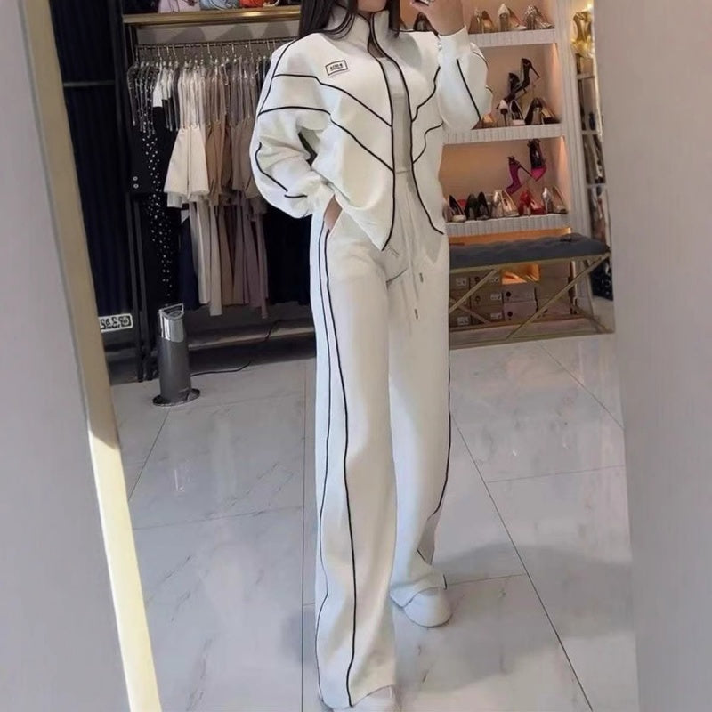 💥Hot Sale 55% OFF🔥Turtleneck Striped Top & Wide-Leg Pants 2-Piece Set