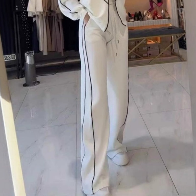 💥Hot Sale 55% OFF🔥Turtleneck Striped Top & Wide-Leg Pants 2-Piece Set