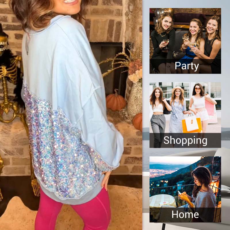 Women's Sequins Patch Sweatshirt