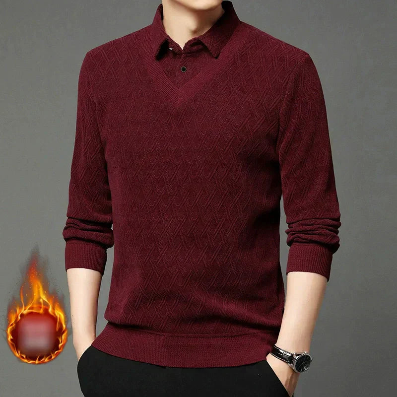 🔥Hot sale 53%🔥 Men's Plush-Lined Mock Layered Lapel Shirtsale