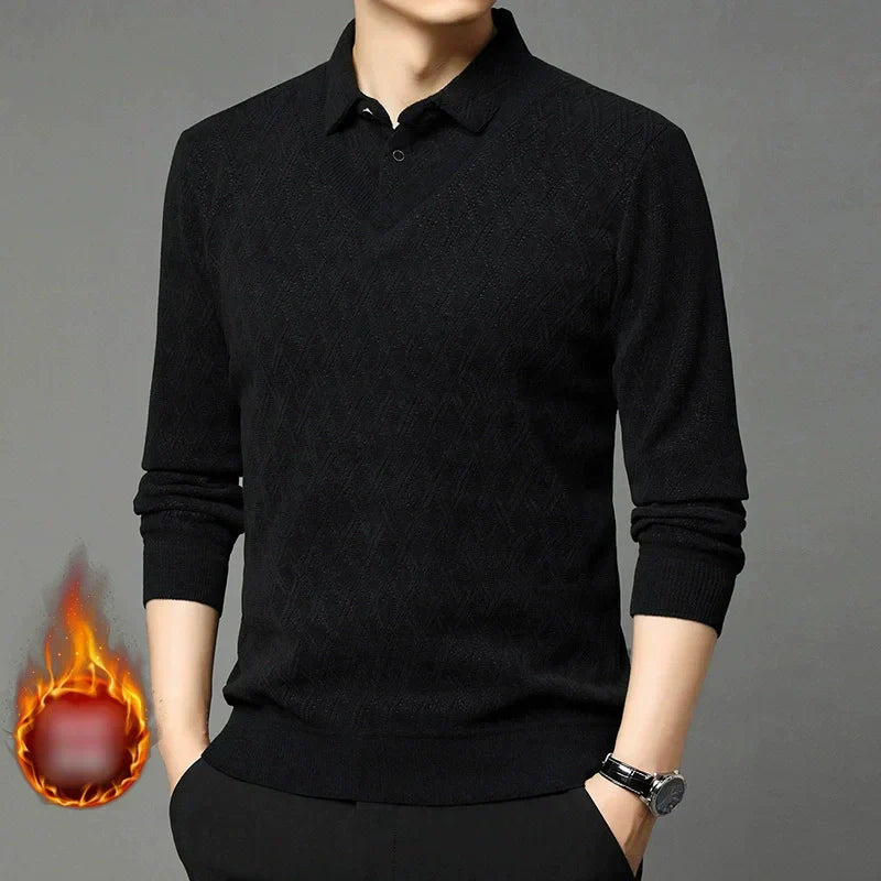 🔥Hot sale 53%🔥 Men's Plush-Lined Mock Layered Lapel Shirtsale