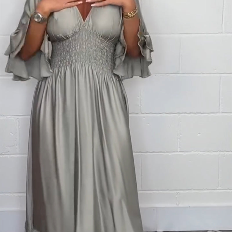 Women's Flowy Ruffle High Waist Dress