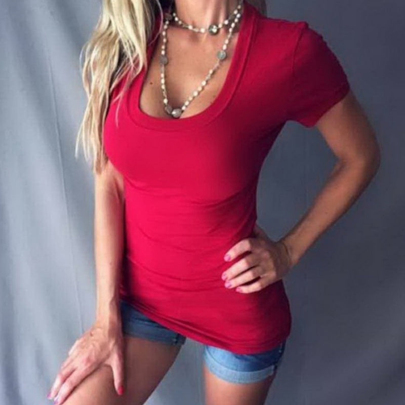 Women's Summer Deep V Neck Slim Tops