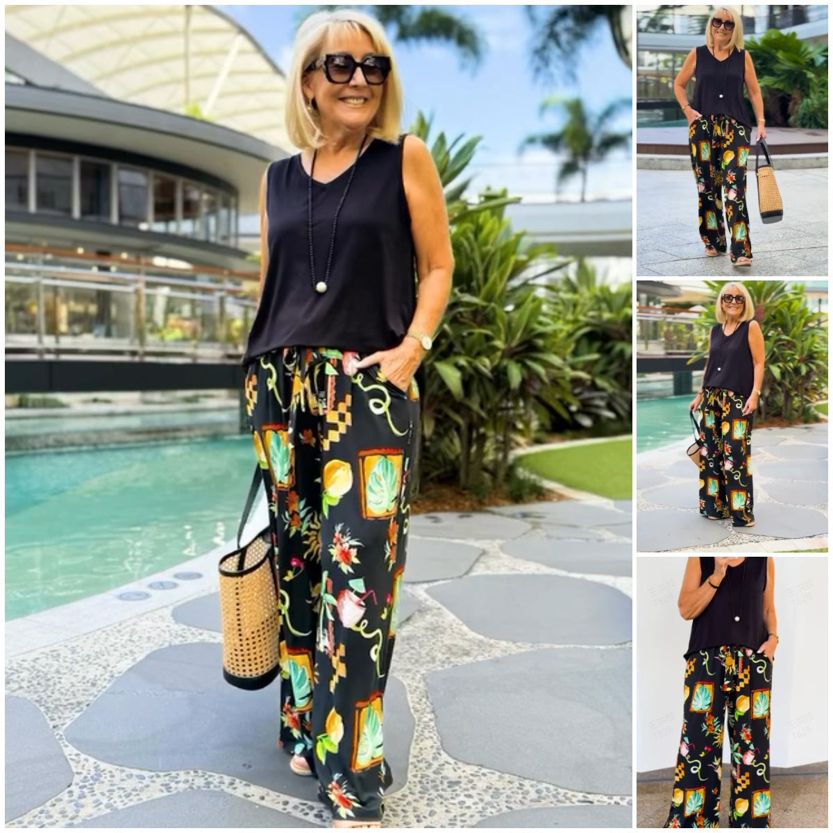 Sleeveless Top & Wide-Leg Pants 2-Piece Set