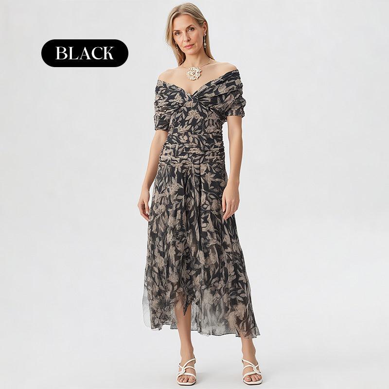 🌸Neuerscheinung 50% RABATT 💖Damen Trägerlos-Kleid mit V-Ausschnitt und Druck