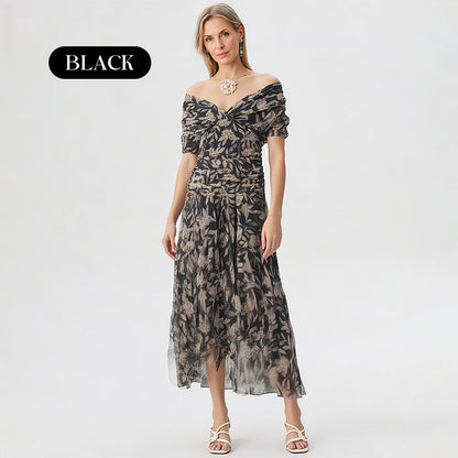 🌸Neuerscheinung 50% RABATT 💖Damen Trägerlos-Kleid mit V-Ausschnitt und Druck