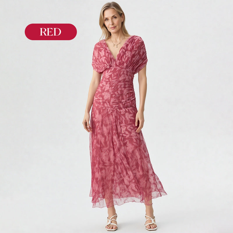 🌸Neuerscheinung 50% RABATT 💖Damen Trägerlos-Kleid mit V-Ausschnitt und Druck