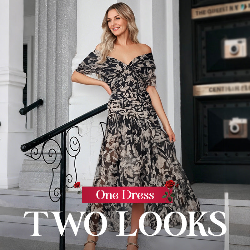🌸Neuerscheinung 50% RABATT 💖Damen Trägerlos-Kleid mit V-Ausschnitt und Druck