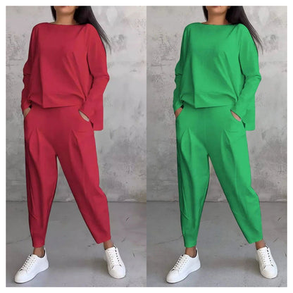 💥Limit Time 50% OFF 💕Women's 2-piece set: long-sleeved round neck top + pants🧥+👖