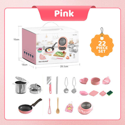 🔥 50% RABATT! 🎁👧🏻 Realistisches Mini-Kochset – Komplettes 22-teiliges Set mit Herd und Küchenutensilien für Kinder | Perfekt als Geschenk 🍳👨‍🍳