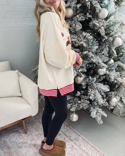 🎅Xmas Hot Sales - 49% OFF😍Women's Skating Santa Sequin Pullover