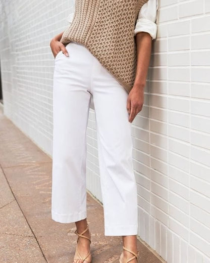 🔥2025 HOT SALE🔥Stretch Twill Cropped Wide Leg Pants