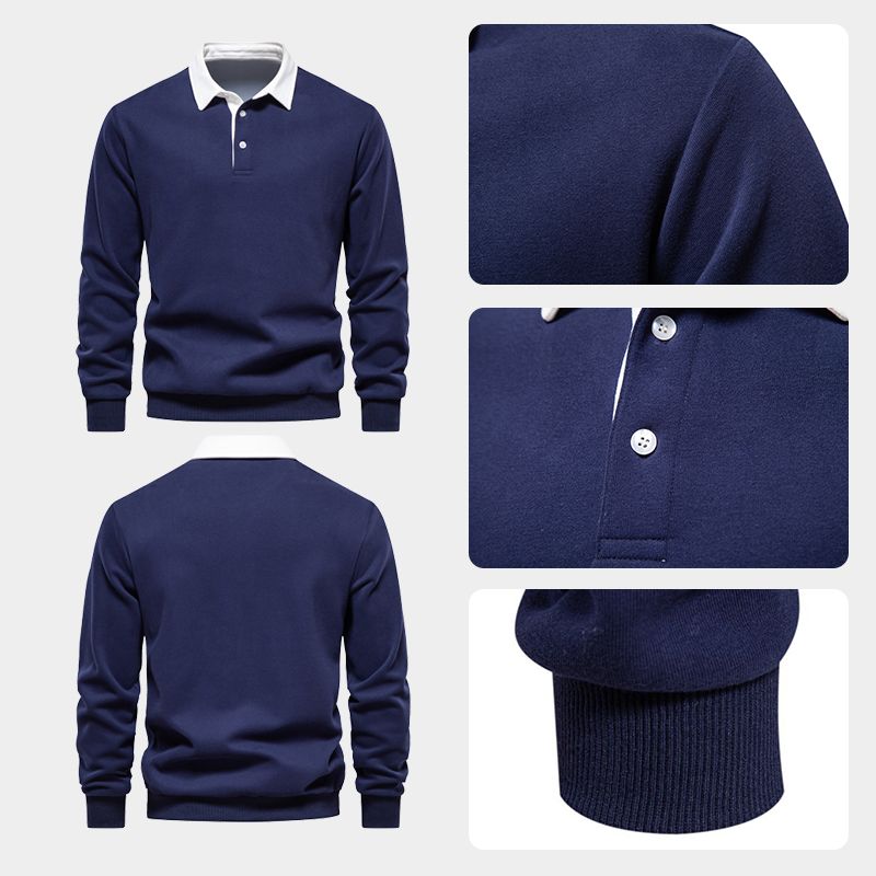 Lässiges Herbst-Sweatshirt für Herren mit langen Ärmeln und Revers -  Weihnachtsgeschenk