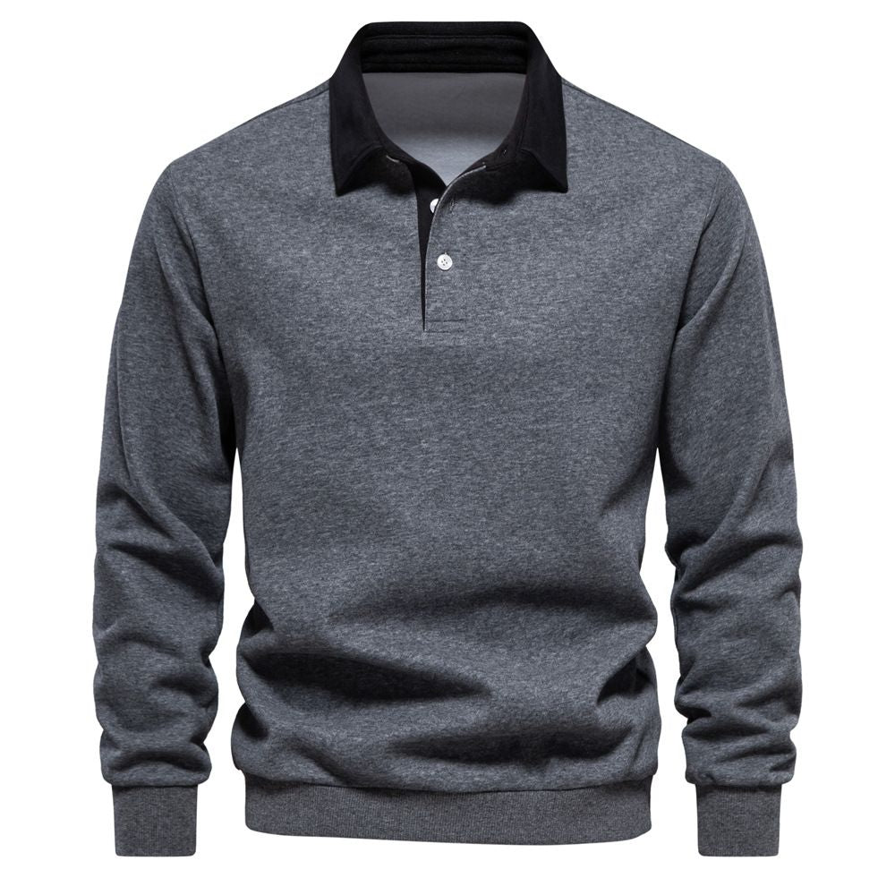 Lässiges Herbst-Sweatshirt für Herren mit langen Ärmeln und Revers -  Weihnachtsgeschenk