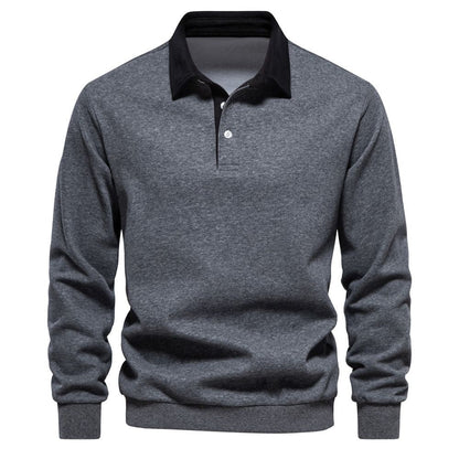 Lässiges Herbst-Sweatshirt für Herren mit langen Ärmeln und Revers -  Weihnachtsgeschenk