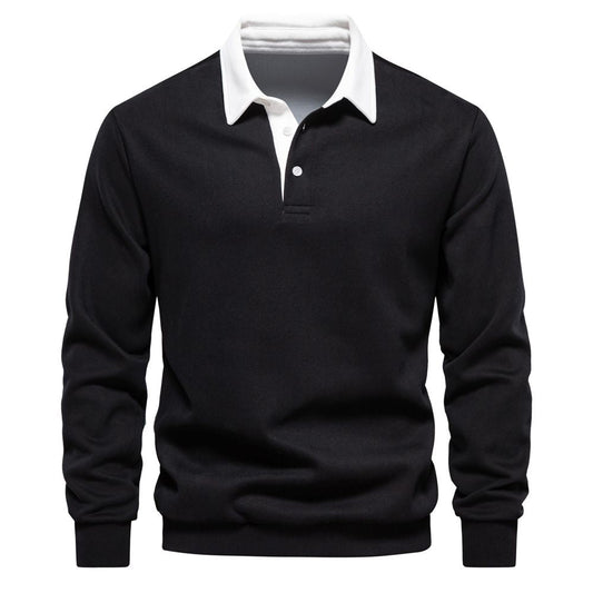 Lässiges Herbst-Sweatshirt für Herren mit langen Ärmeln und Revers -  Weihnachtsgeschenk