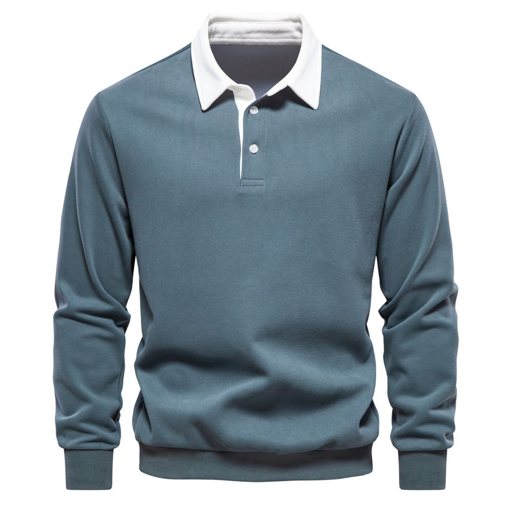 Lässiges Herbst-Sweatshirt für Herren mit langen Ärmeln und Revers -  Weihnachtsgeschenk
