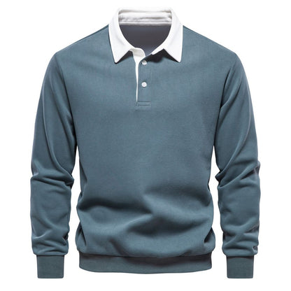 Lässiges Herbst-Sweatshirt für Herren mit langen Ärmeln und Revers -  Weihnachtsgeschenk