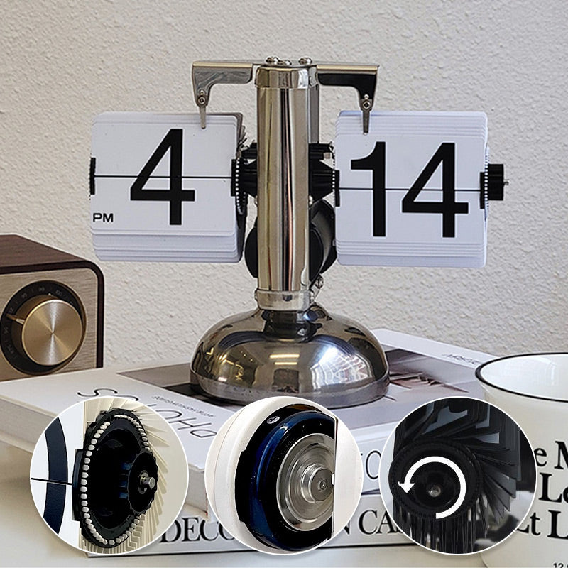 🎁Moderne digitale mechanische Retro-Klappuhr mit internem Zahnradantrieb