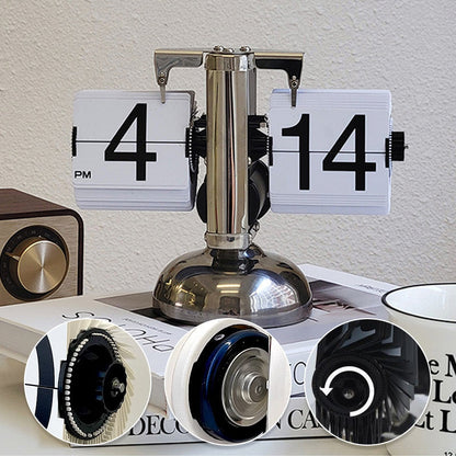 🎁Moderne digitale mechanische Retro-Klappuhr mit internem Zahnradantrieb