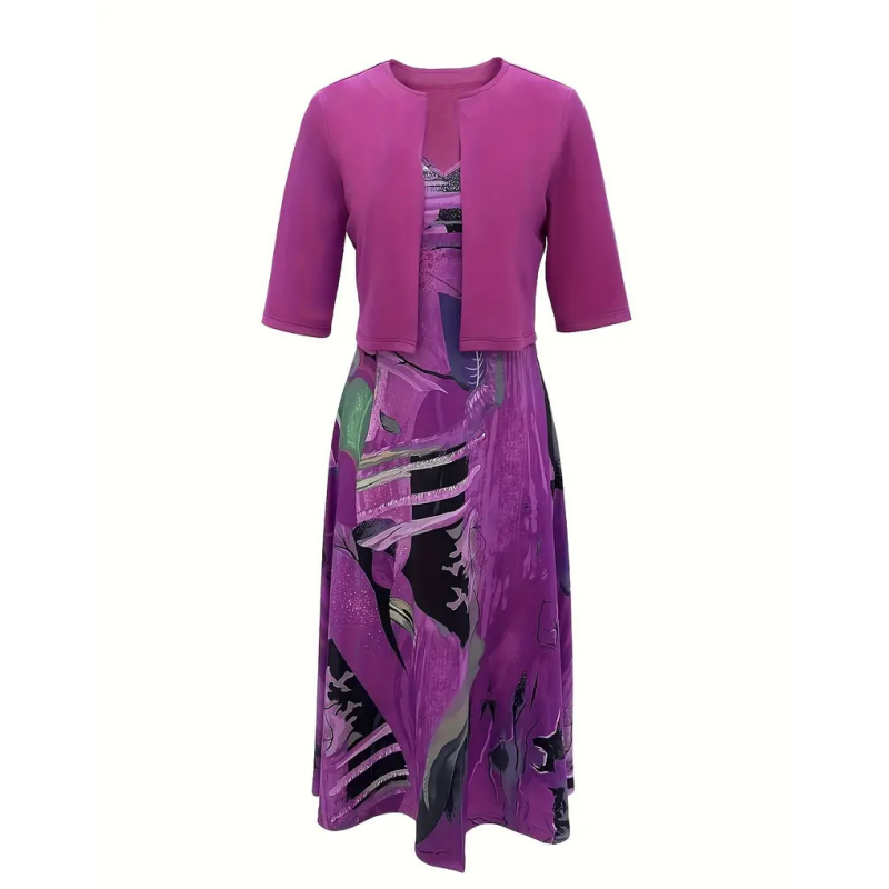 Zweiteiler für Damen: Ärmelloses Kleid mit kurzem Cardigan