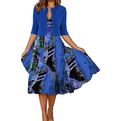 Zweiteiler für Damen: Ärmelloses Kleid mit kurzem Cardigan