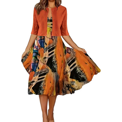 Zweiteiler für Damen: Ärmelloses Kleid mit kurzem Cardigan