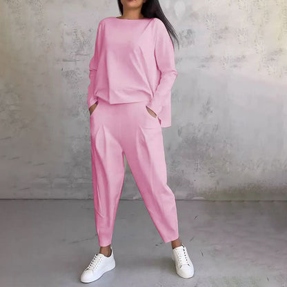 💥Limit Time 50% OFF 💕Women's 2-piece set: long-sleeved round neck top + pants🧥+👖