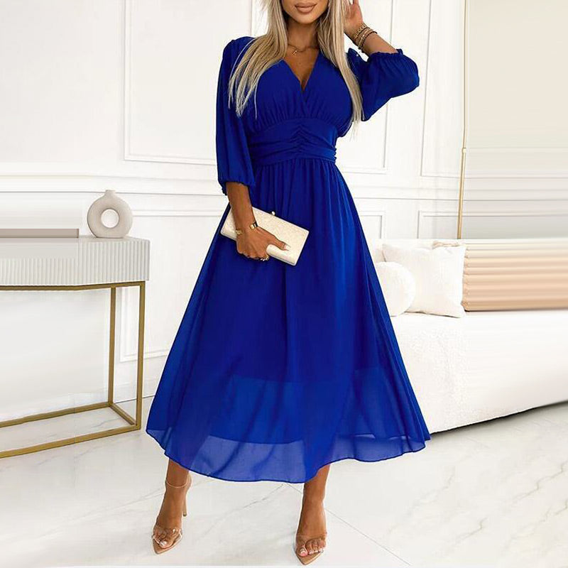 💃Women's V-neck Lightweight Chiffon Dress