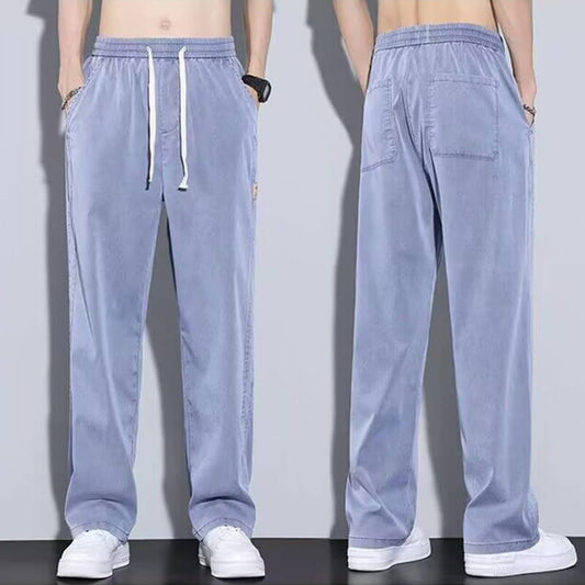 Atmungsaktive und vielseitige Freizeithose aus Tencel für Herren mit weitem Bein