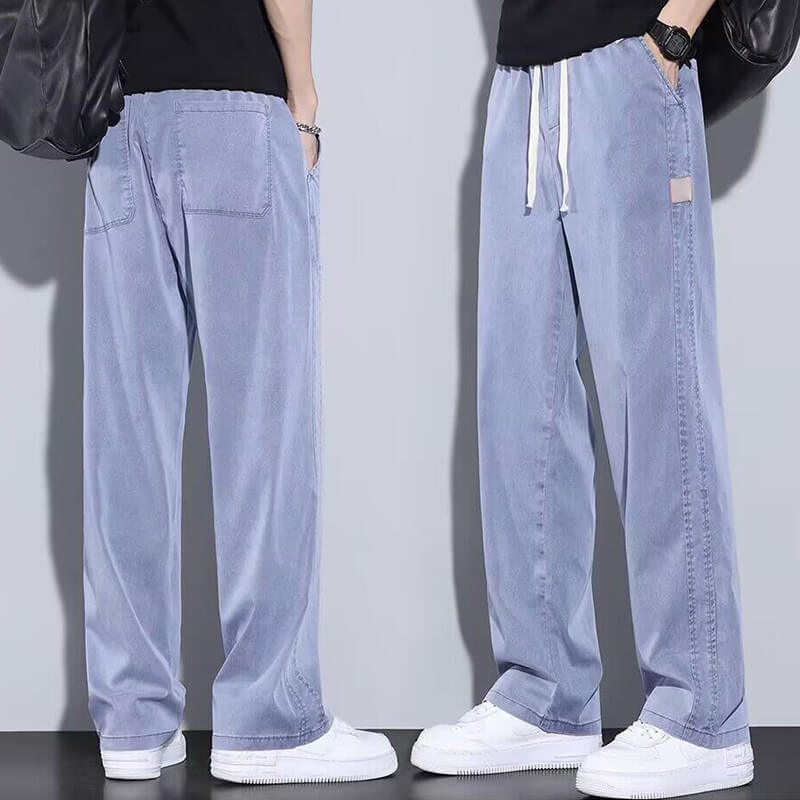 Atmungsaktive und vielseitige Freizeithose aus Tencel für Herren mit weitem Bein