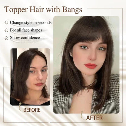 💥Limited Time Big Sale 49% OFF💥 Natural Hair Toppers with Bangs for Women（100% Natural Real Hair）