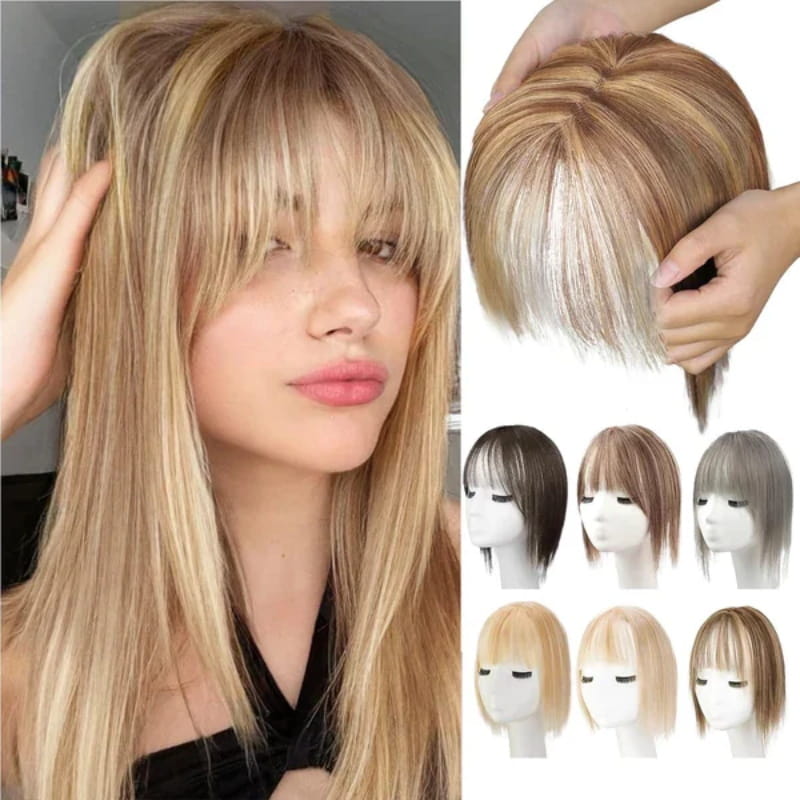 💥Limited Time Big Sale 49% OFF💥 Natural Hair Toppers with Bangs for Women（100% Natural Real Hair）