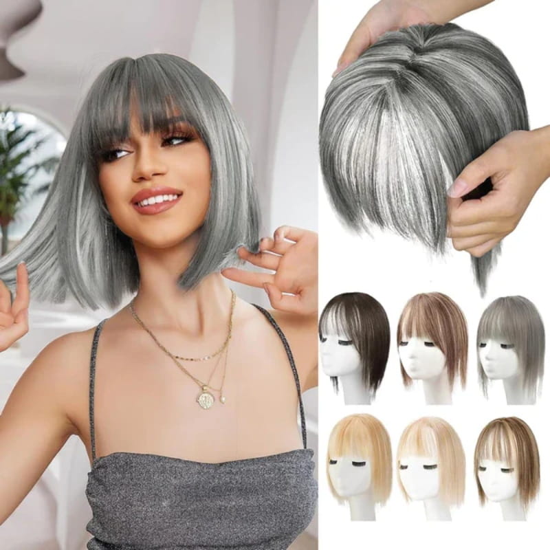 💥Limited Time Big Sale 49% OFF💥 Natural Hair Toppers with Bangs for Women（100% Natural Real Hair）